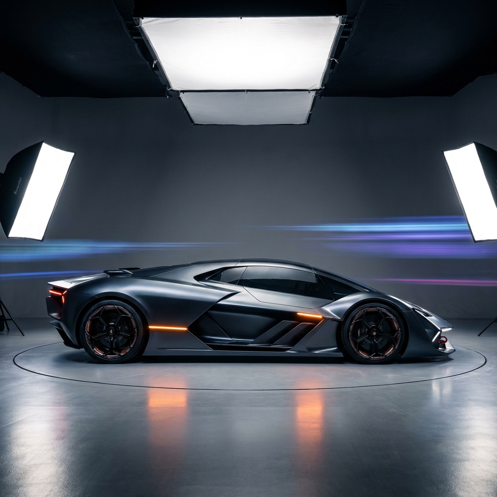 Luxury car in studio